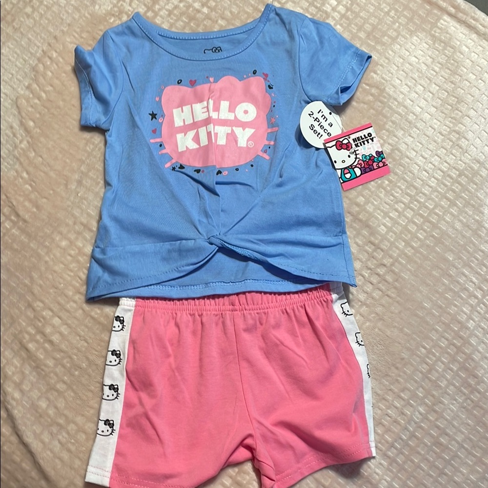 Hello Kitty Blue and Pink Pajama Set with Graphic Design
